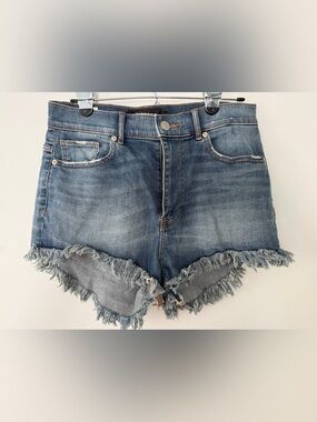 Express Faded Blue Frayed-Hem Denim Shorts women size 8